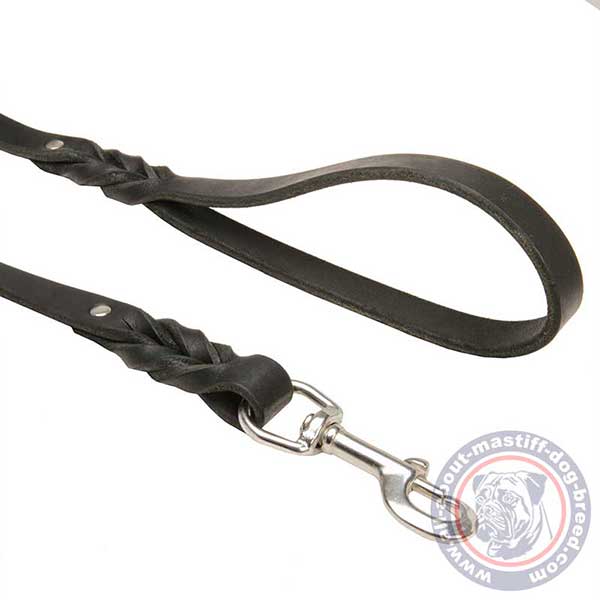 Leather dog leash with stainless steel rivets