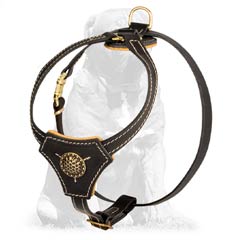 Stylish Leather Dog Harness with Small Chest Plate For Mastiff Puppy