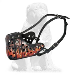 Hand-painted Mastiff Leather Muzzle