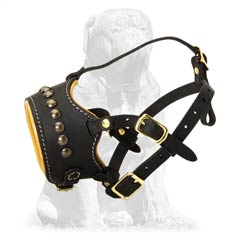 Soft Anti Barking Leather Mastiff Muzzle